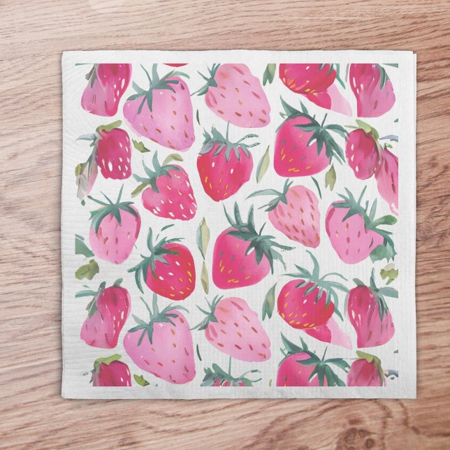 Strawberry fields summer time picnic pink napkins (Creator Uploaded)