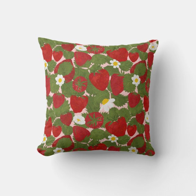 Strawberry Fields Throw Pillow (Front)