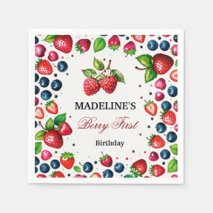 Strawberry First Birthday Baby Shower Napkins
