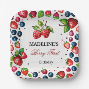 Strawberry First Birthday Baby Shower Paper Plates