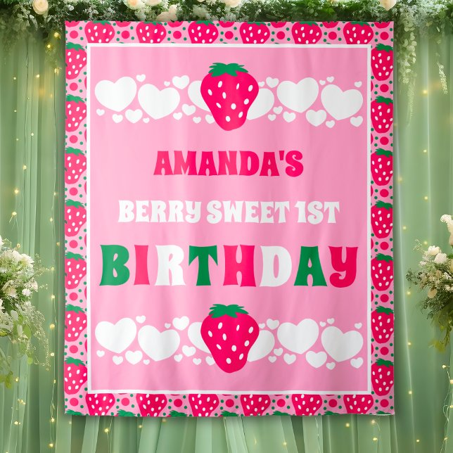 Strawberry First Birthday Backdrops Banner (Creator Uploaded)