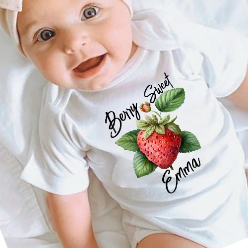 Strawberry First birthday Berry Sweet Baby Bodysuit