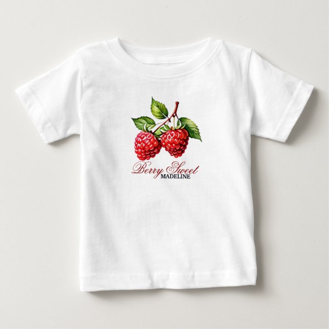 Strawberry First birthday Berry Sweet Birthday Baby T-Shirt (Front)