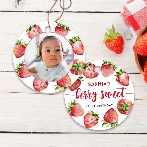 Strawberry First Birthday Berry Sweet Ceramic Ornament