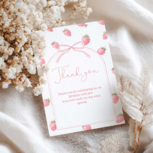 Strawberry First Birthday  Berry Sweet Girl Thank You Card
