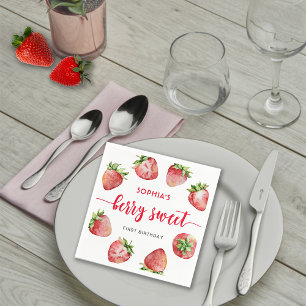 Strawberry First Birthday Berry Sweet Napkins