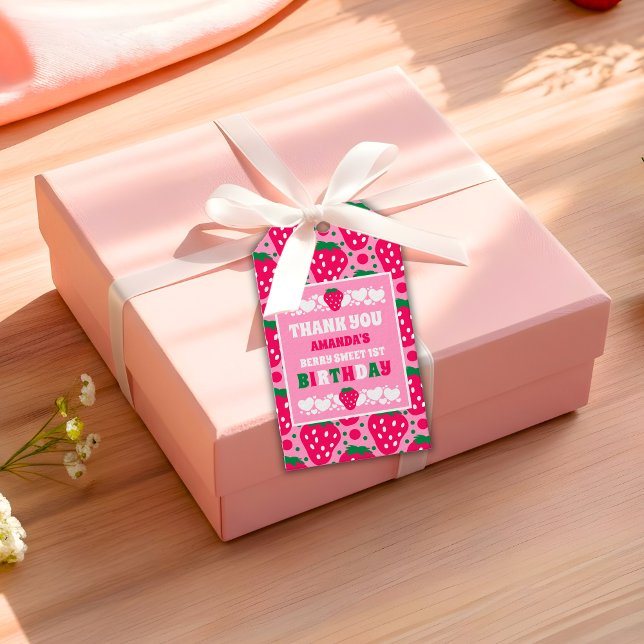 Strawberry First Birthday Celebration Gift Tags (Creator Uploaded)