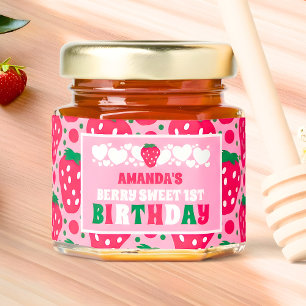 Strawberry First Birthday Celebration Honey Jar Favors