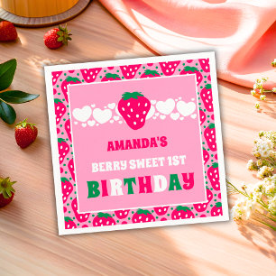 Strawberry First Birthday Celebration Napkins