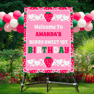 Strawberry First Birthday Celebration Welcome Foam Board