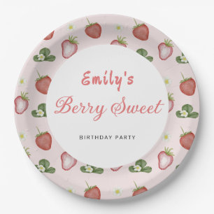 Strawberry First Birthday Girl Party Paper Plates