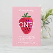 Strawberry First Birthday Invitation (Standing Front)