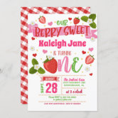 Strawberry First Birthday Invitation - Berry Sweet