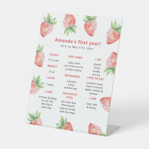 Strawberry First Birthday Milestone Birthday Pedestal Sign