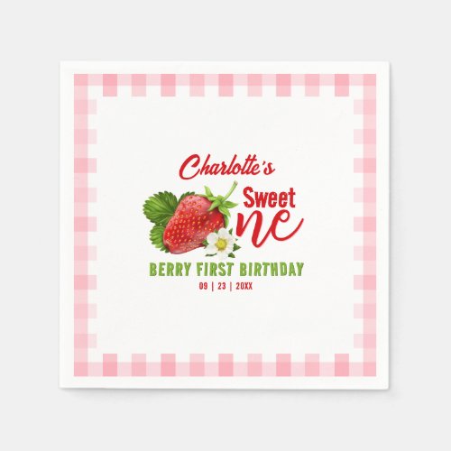 Strawberry First Birthday Napkins