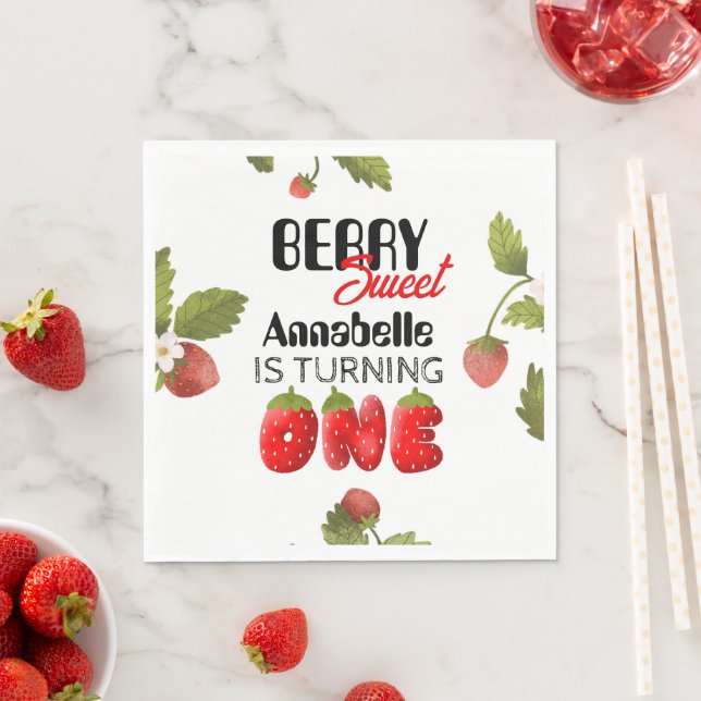 Strawberry First Birthday  Napkins (Insitu)