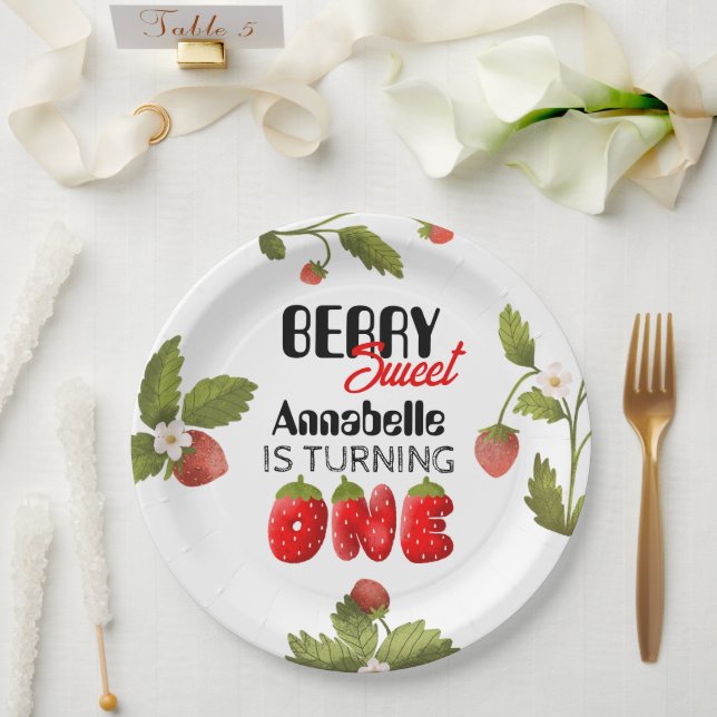 Strawberry First Birthday  Paper Plates (Wedding)