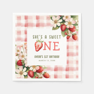 Strawberry First Birthday Party Berry Napkins
