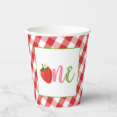 Strawberry First Birthday Party Cup (Front)