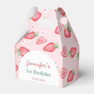 Strawberry First Birthday Party Favor Boxes