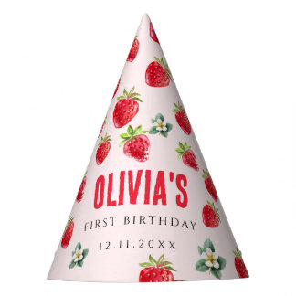 Strawberry First Birthday Party Hat