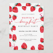 Strawberry First Birthday Spring Summer Invitation (Front/Back)