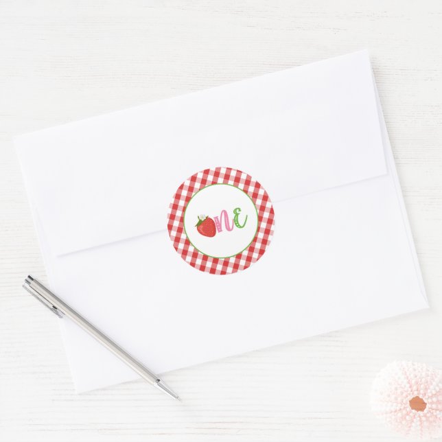 Strawberry First Birthday Sticker - ONE (Envelope)