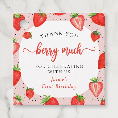 Strawberry First Birthday Thank You Berry Much Favor Tags