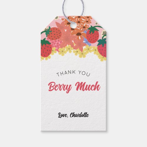 Strawberry First Birthday Thank You Favor Tag