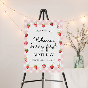 Strawberry First Birthday Welcome Sign, Berry Firs Foam Board