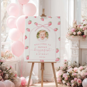 Strawberry First Birthday Welcome Sign Berry Sweet