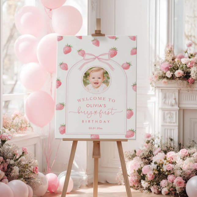 Strawberry First Birthday Welcome Sign Berry Sweet (Creator Uploaded)