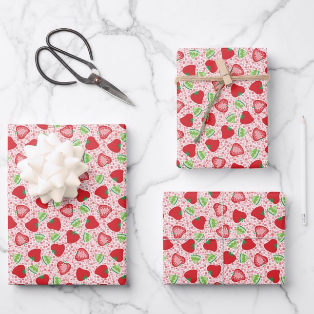 Strawberry Fizz wrapping paper sheets (Front)