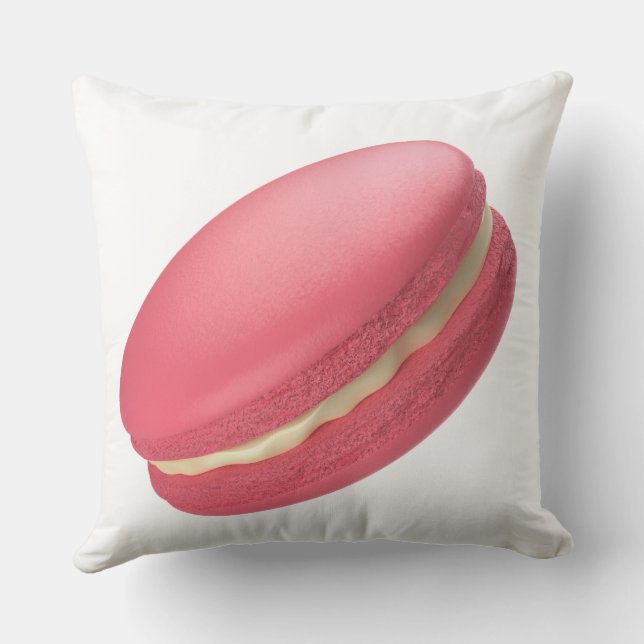 Strawberry flavored macaron throw pillow (Back)