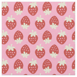 Sweet Pink Strawberry Seamless Pattern Fabric | Zazzle