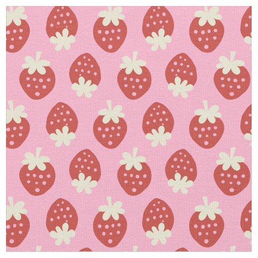 Strawberry Flip on Pink Fabric