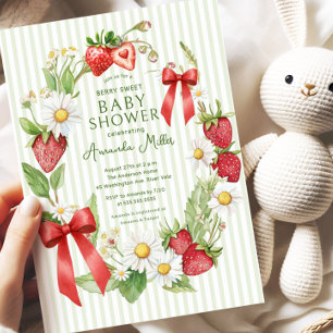 Strawberry Floral Baby Shower Invitation