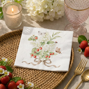Strawberry Floral Garden Bouquet Party Napkins