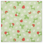 Strawberry Floral Green Red Dopamine Print Fabric