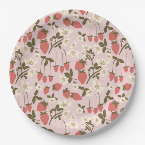 Strawberry Floral Paper Plate