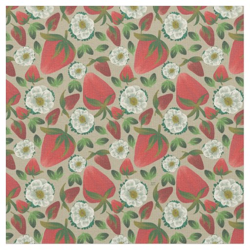 Strawberry Floral Pattern Fabric