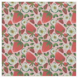 Strawberry Floral Pink Pattern Fabric
