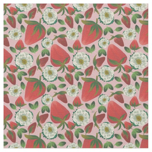 Strawberry Floral Pink Pattern Fabric