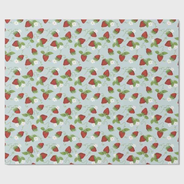 Strawberry Floral Whimsical Wrapping Paper (Flat)