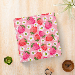 Strawberry & florals pattern 3 ring binder