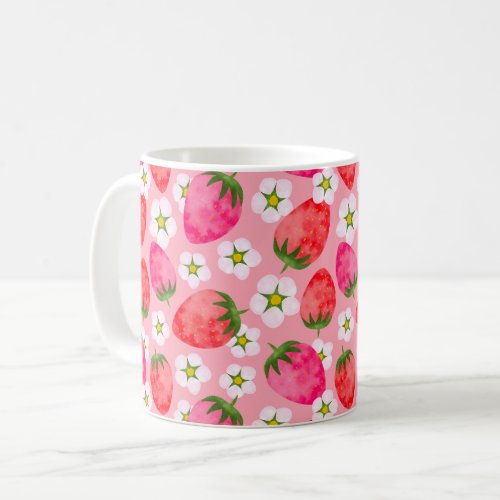 Strawberry  florals pattern coffee mug