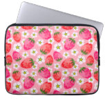 Strawberry &amp; florals pattern laptop sleeve