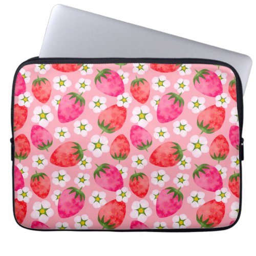 Strawberry  florals pattern laptop sleeve