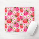 Strawberry &amp; florals pattern mouse pad
