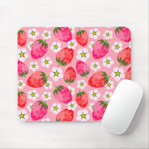 Strawberry  florals pattern mouse pad